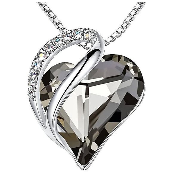 Necklaces for Women, Infinity Love Heart , Protection-Crystal Black